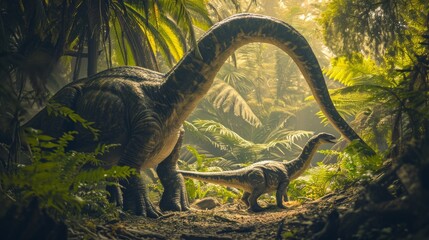 a brachiosaurus with baby
