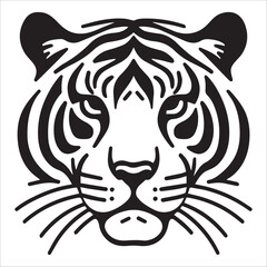 tiger head vector , black and white Tiger head illustration