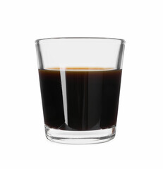 Shot glass with coffee liqueur isolated on white
