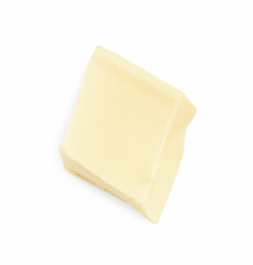 Piece of tasty chocolate isolated on white