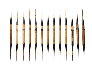 a row of pencils with black tips