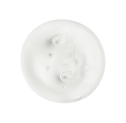 Fototapeta na wymiar Sample of clear cosmetic gel on white background, top view