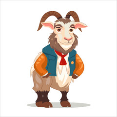goat with horns character animal cartoon