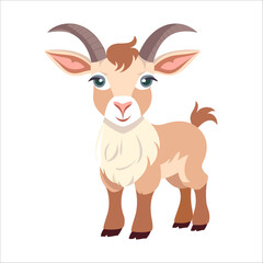 CARTOON Adult RED BROWN goat with horns character animal