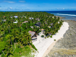 Philippines Aerial View. Tropical Island Turquoise Blue Sea Water. Siargao Island, Philippines, Southeast Asia.