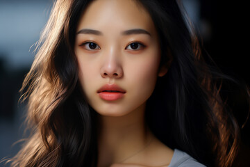 Naklejka premium Closeup portrait of young asian woman
