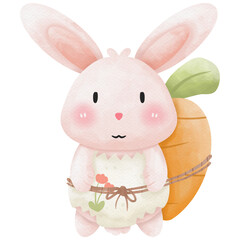 Easter Day watercolor Rabbit and eggs so cute 