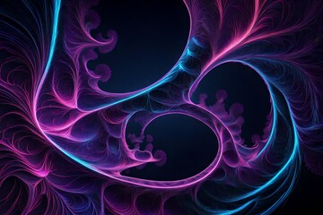 Abstract neon fractal wallpaper with space - Generative Ai 