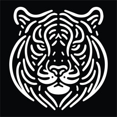 tiger head vector , Line art illustration of a tiger head