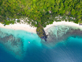 Philippines Aerial View. Corong Corong Beach. Palawan Tropical Landscape. El Nido, Palawan,...