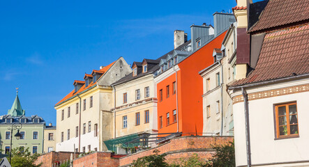 Panorama of colorful houses on the hill in Lublin, Poland - obrazy, fototapety, plakaty