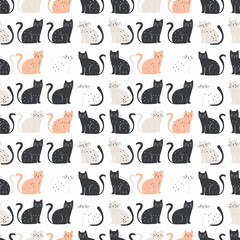 Cats seamless pattern. Can be used for gift wrapping, wallpaper, background