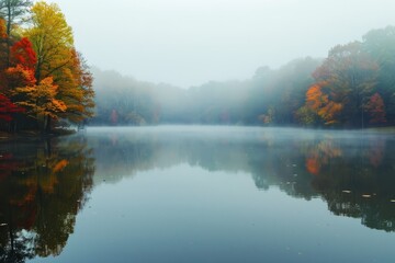 Misty Autumn Lake Morning