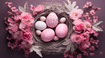 chocolate easter eggs in a nest