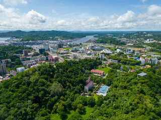 Bandar Seri Begawan Aerial View. Bandar Seri Begawan, the capital of Brunei Darussalam. Borneo. Southeast Asia.