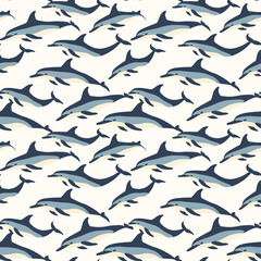 Dolphins seamless pattern. Can be used for gift wrapping, wallpaper, background