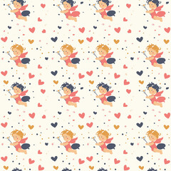 Cupid seamless pattern. Can be used for gift wrapping, wallpaper, background