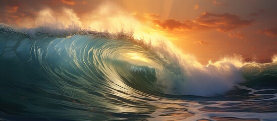 Obraz premium Sunlit ocean waves.