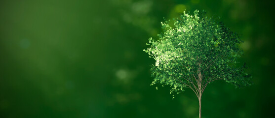 Ecology concept with green tree, copy space