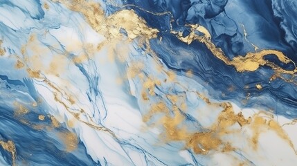 Fototapeta premium Abstract marble wallpaper background , luxury marble texture gold and blue tone. Generative Ai