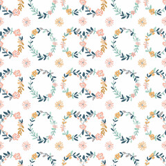 Springtime wreaths seamless pattern. Can be used for gift wrapping, wallpaper, background