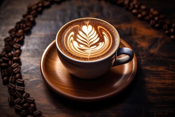 A cup of coffee with latte art on top