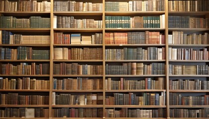 a wall full of old ancient books of a library holding many historical books british feel collection of thousands of years of human knowledge concept