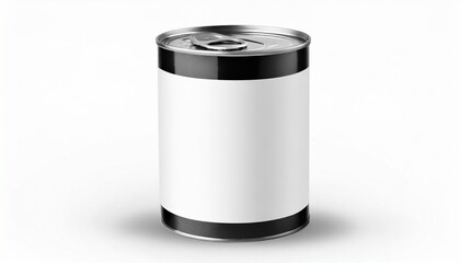 food tin can mockup with blank white label isolated