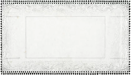 Fotobehang vintage blank postage stamp grunge background texture template black and white engraved halftone pattern with perforated stamp border frame retro antique postage concept backdrop or wallpaper © Irene