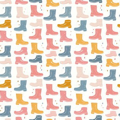 Rain boots seamless pattern. Can be used for gift wrapping, wallpaper, background