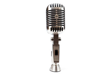 Vintage silver microphone cut out on transparent background