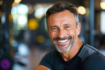 Fototapeta premium Elderly Fitness: Joyful 55-Year-Old Man
