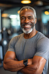 Fototapeta premium Positive Aging: Smiling 50-Year-Old at Fitness Center