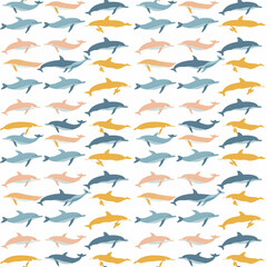 Fototapeta premium Dolphins seamless pattern. Can be used for gift wrapping, wallpaper, background
