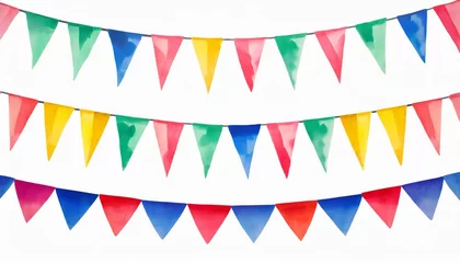 Foto op Canvas set carnival garlands with flags birthday party decoration string of flags banner background decorative colorful party pennants for birthday celebration festival and fair decoration watercolor © Irene