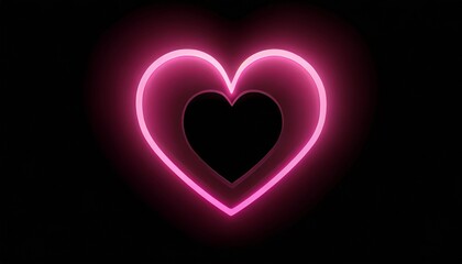 neon pink heart on black background