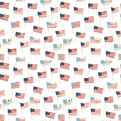 Memorial Day flags seamless pattern. Can be used for gift wrapping, wallpaper, background