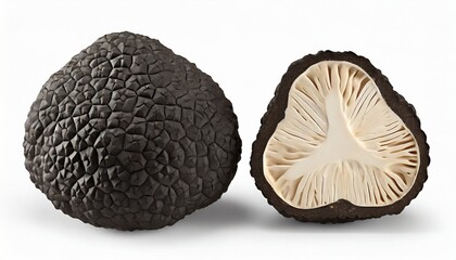 black truffle and half isolated on white clipping path included
