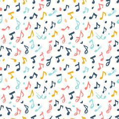 Fototapeta na wymiar Musical notes seamless pattern. Can be used for gift wrapping, wallpaper, background