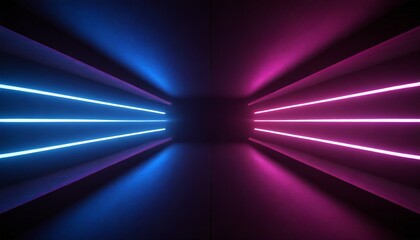3d render abstract minimalist geometric background two counter neon arrows approaching each other...