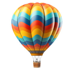 A vibrant hot air balloon isolated on a transparent background

