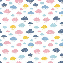 Fototapeta premium Rain clouds seamless pattern. Can be used for gift wrapping, wallpaper, background