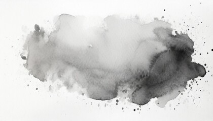 gray watercolour spot on white hand drawn grey stain watercolor art black and white illustration