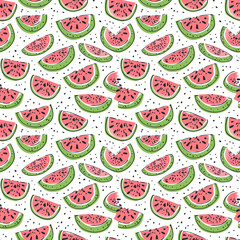 Watermelons seamless pattern. Can be used for gift wrapping, wallpaper, background