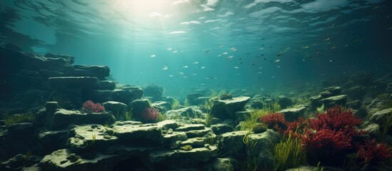 Underwater photo of a sea landscape - obrazy, fototapety, plakaty