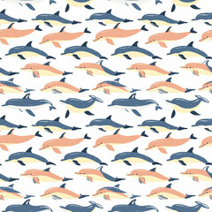 Dolphins seamless pattern. Can be used for gift wrapping, wallpaper, background
