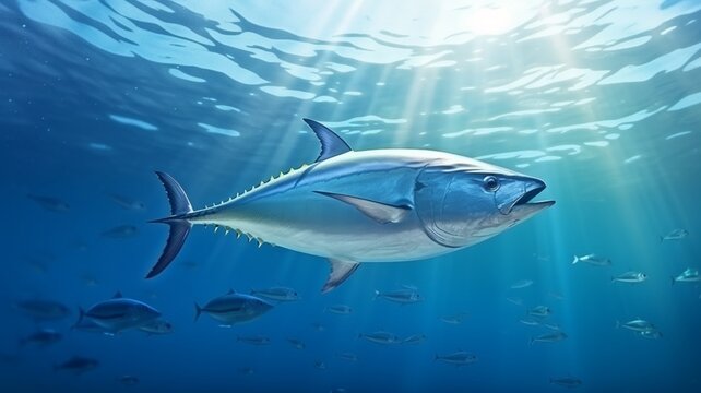 Albacore fish swimming fresh ocean underwater ultra HD wallpaper