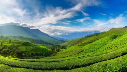 green valleys of tea plantations in munnar