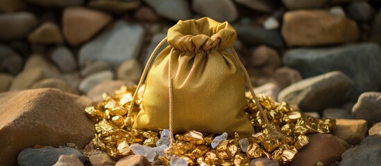 gold pieces in a tiny bag