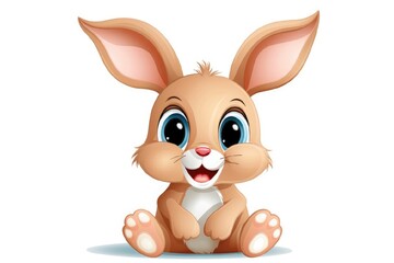Illustration of a cute white rabbit on a white background
